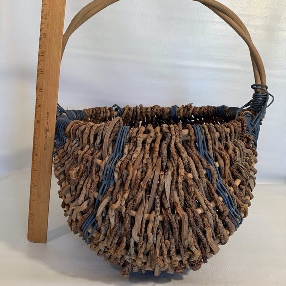 VTG Buttocks Basket Egg Gathering Hand Woven Primitive Rustic Gods Eye Large 16" - Picture 15 of 16